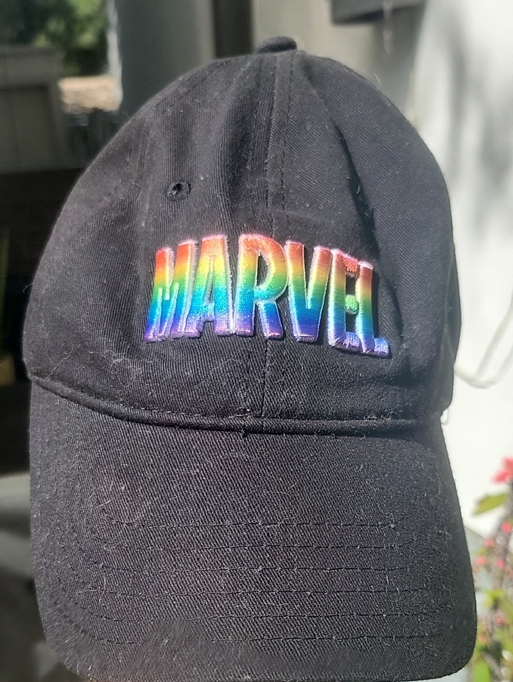 Marvel Black Cap with Rainbow Embroidered Logo